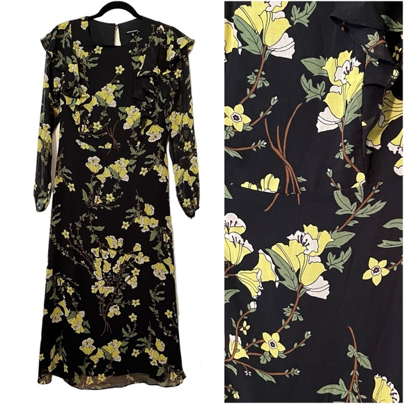 Who What Wear Black & Yellow Floral Dress - Picture 2 of 13